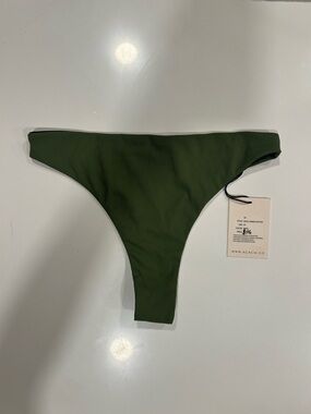 ACACIA Olive Green Ribbed Bikini Bottom Style: Brazil Color: Basil NWT size M